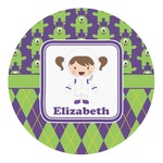 Astronaut, Aliens & Argyle Round Decal - Small (Personalized)