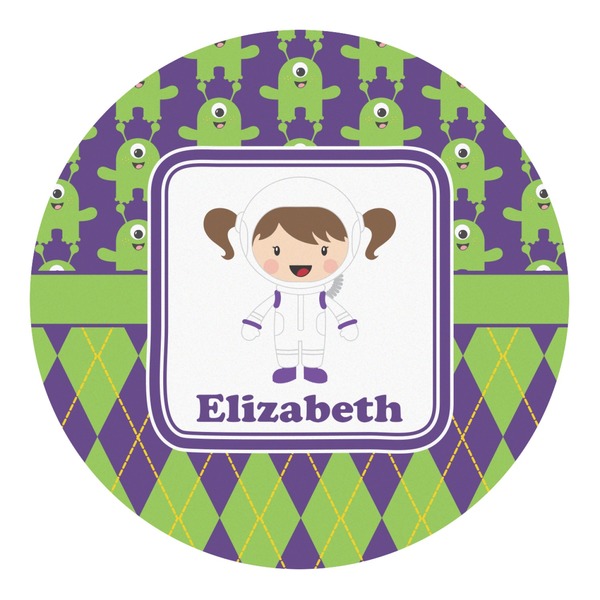 Custom Astronaut, Aliens & Argyle Round Decal - Small (Personalized)