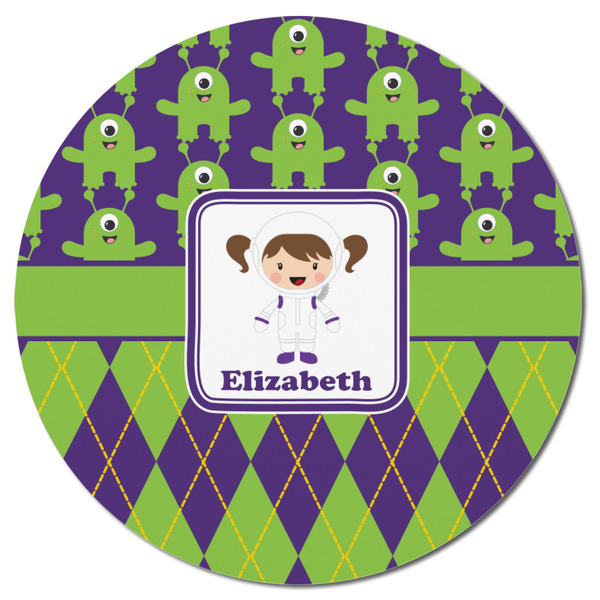 Astronaut, Aliens & Argyle Round Fridge Magnet - FRONT