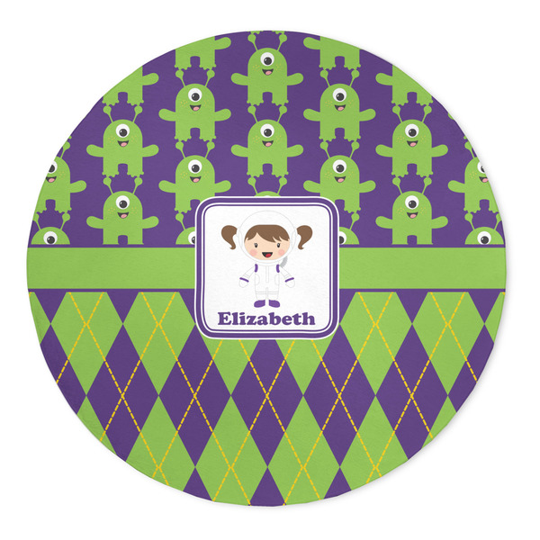 Custom Astronaut, Aliens & Argyle 5' Round Indoor Area Rug (Personalized)