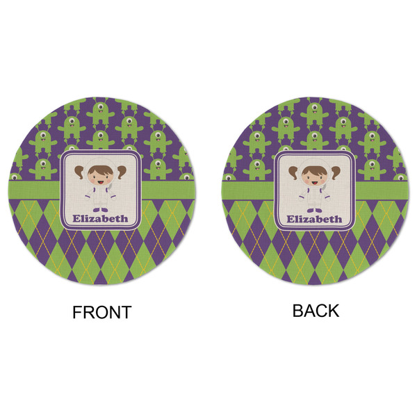 Astronaut, Aliens & Argyle Round Linen Placemats - APPROVAL (double sided)