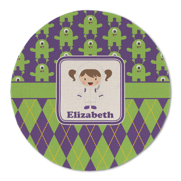 Astronaut, Aliens & Argyle Round Linen Placemats - FRONT (Double Sided)