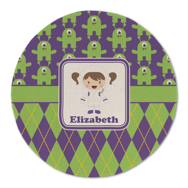 Astronaut, Aliens & Argyle Round Linen Placemats - FRONT (Single Sided)