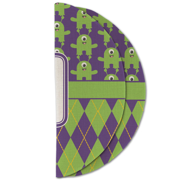 Astronaut, Aliens & Argyle Round Linen Placemats - HALF FOLDED (double sided)