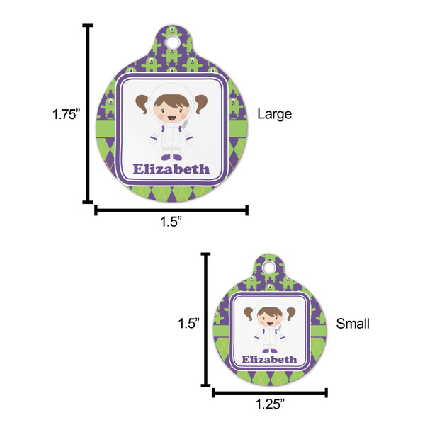 Astronaut, Aliens & Argyle Round Pet ID Tag - Large - Comparison Scale