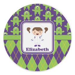 Astronaut, Aliens & Argyle Round Stone Trivet (Personalized)