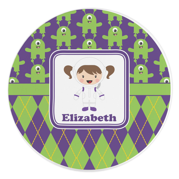 Custom Astronaut, Aliens & Argyle Round Stone Trivet (Personalized)
