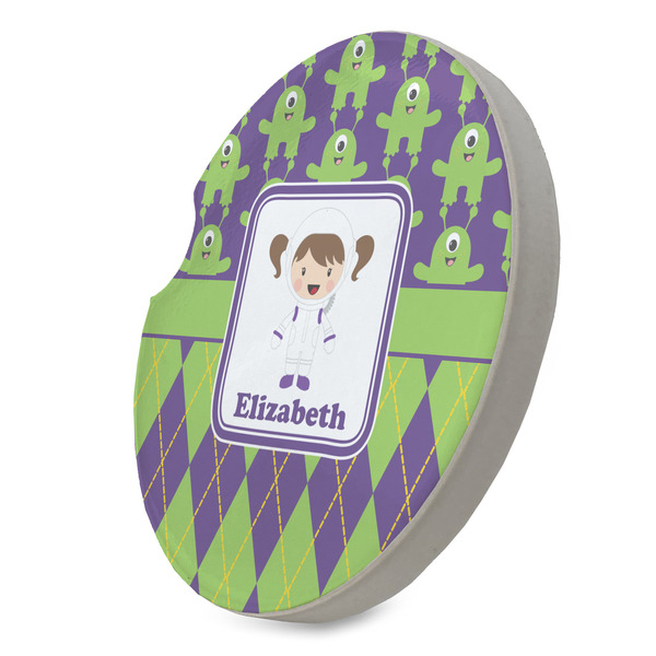 Astronaut, Aliens & Argyle Sandstone Car Coaster - STANDING ANGLE