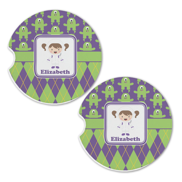 Astronaut, Aliens & Argyle Sandstone Car Coasters - Set of 2