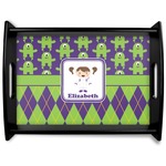 Astronaut, Aliens & Argyle Black Wooden Tray - Large (Personalized)