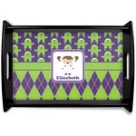 Astronaut, Aliens & Argyle Black Wooden Tray - Small (Personalized)