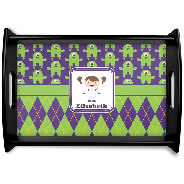 Custom Astronaut, Aliens & Argyle Wooden Tray (Personalized)