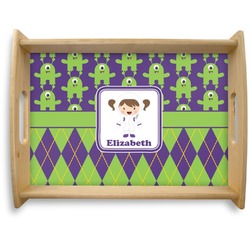 Astronaut, Aliens & Argyle Natural Wooden Tray - Large (Personalized)