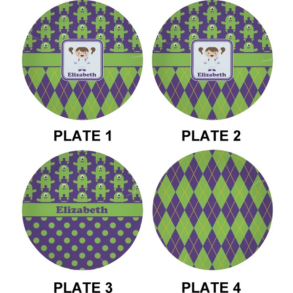 Astronaut, Aliens & Argyle Set of Appetizer / Dessert Plates (Approval)