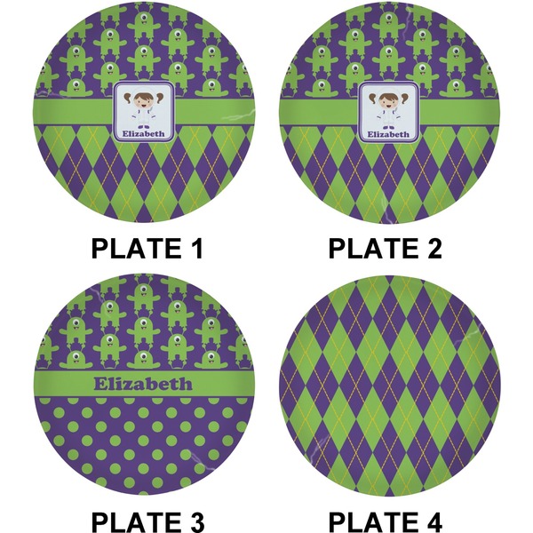 Astronaut, Aliens & Argyle Set of Lunch / Dinner Plates (Approval)