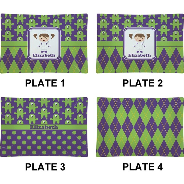 Astronaut, Aliens & Argyle Set of Rectangular Appetizer / Dessert Plates (Approval)