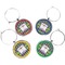Astronaut, Aliens & Argyle Wine Charms (Set of 4) (Personalized)