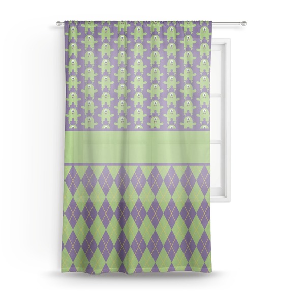 Custom Astronaut, Aliens & Argyle Sheer Curtain