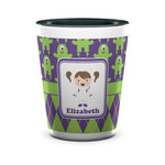 Astronaut, Aliens & Argyle Ceramic Shot Glass - 1.5 oz - Two Tone - Set of 4 (Personalized)