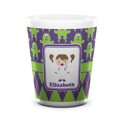 Astronaut, Aliens & Argyle Ceramic Shot Glass - 1.5 oz - White - Set of 4 (Personalized)