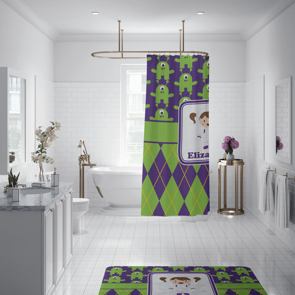 Astronaut, Aliens & Argyle Shower Curtain - Custom Size
