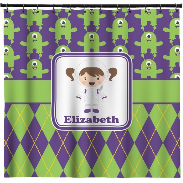 Custom Astronaut, Aliens & Argyle Shower Curtain - Custom Size (Personalized)
