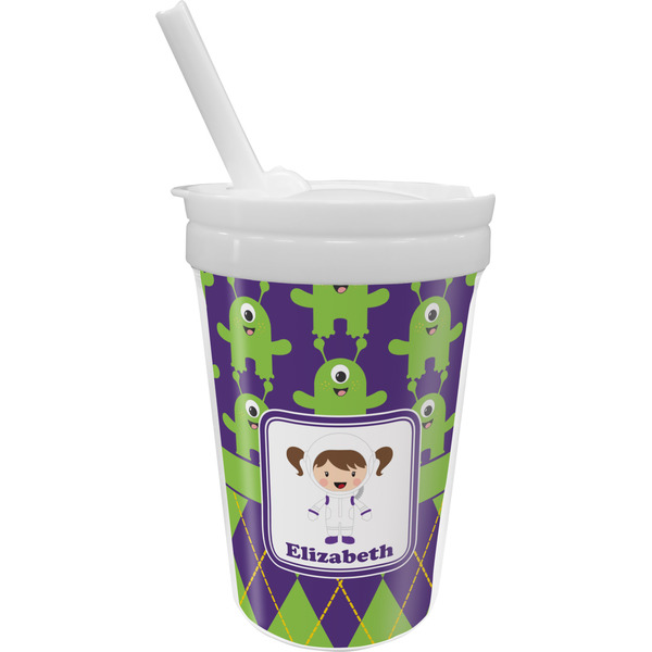 Custom Astronaut, Aliens & Argyle Sippy Cup with Straw (Personalized)