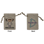 Astronaut, Aliens & Argyle Small Burlap Gift Bag - Front & Back (Personalized)