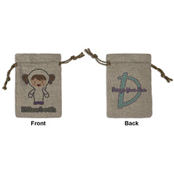 Astronaut, Aliens & Argyle Small Burlap Gift Bag - Front & Back (Personalized)