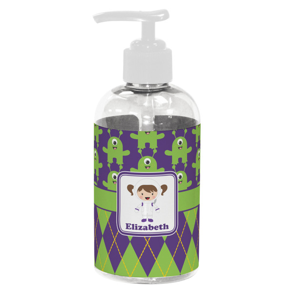 Custom Astronaut, Aliens & Argyle Plastic Soap / Lotion Dispenser (8 oz - Small - White) (Personalized)