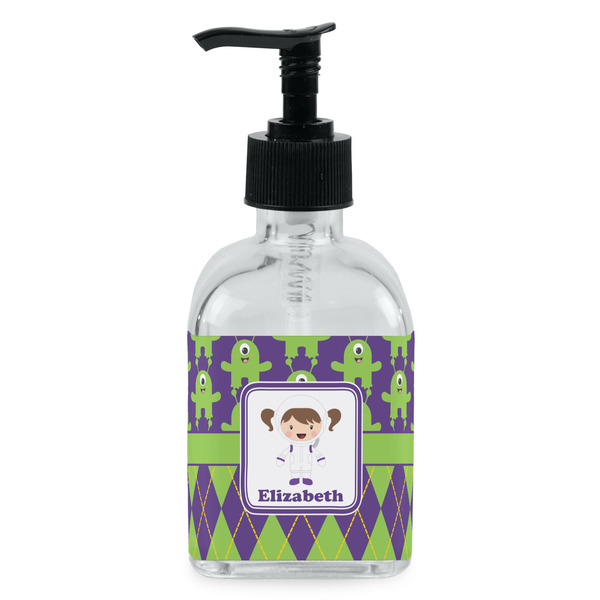 Custom Astronaut, Aliens & Argyle Glass Soap & Lotion Bottle - Single Bottle (Personalized)