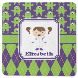 Astronaut, Aliens & Argyle Square Rubber Backed Coaster (Personalized)