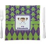 Astronaut, Aliens & Argyle 9.5" Glass Square Lunch / Dinner Plate- Single or Set of 4 (Personalized)