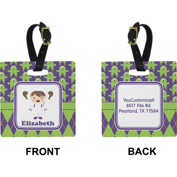 Astronaut, Aliens & Argyle Square Luggage Tag (Front + Back)