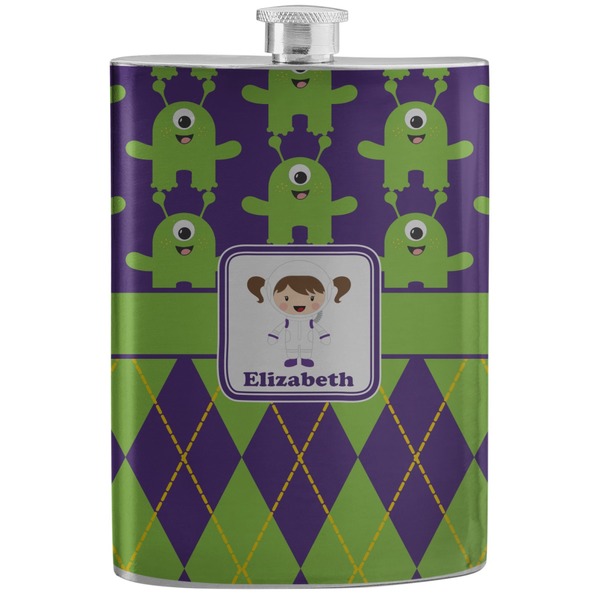 Custom Astronaut, Aliens & Argyle Stainless Steel Flask (Personalized)