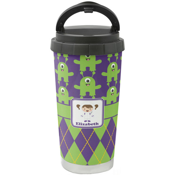 Custom Astronaut, Aliens & Argyle Stainless Steel Coffee Tumbler (Personalized)