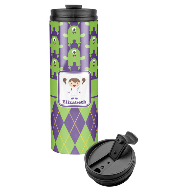 Custom Astronaut, Aliens & Argyle Stainless Steel Skinny Tumbler (Personalized)