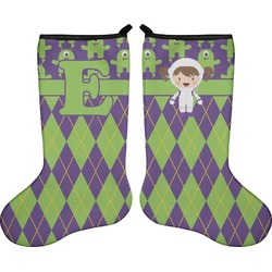 Astronaut, Aliens & Argyle Holiday Stocking - Double-Sided - Neoprene (Personalized)