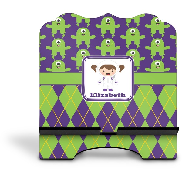 Astronaut, Aliens & Argyle Stylized Tablet Stand - Front without iPad