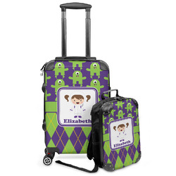 Astronaut, Aliens & Argyle Kids 2-Piece Luggage Set - Suitcase & Backpack (Personalized)