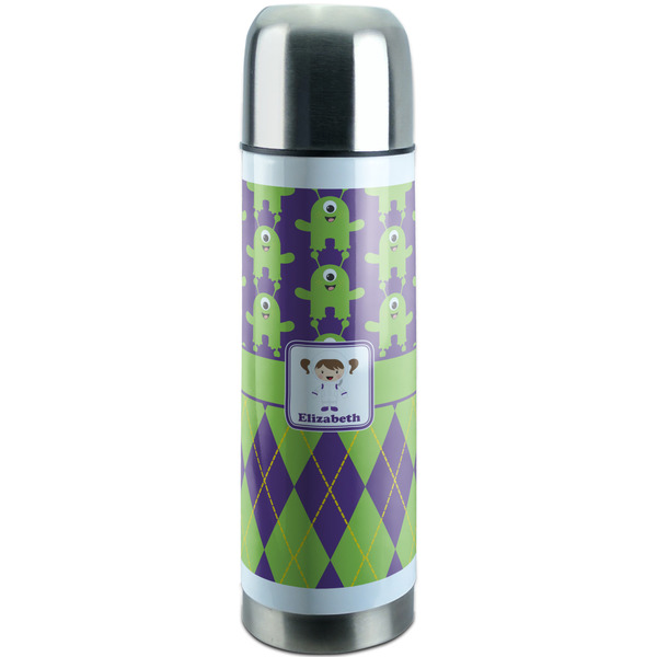 Custom Astronaut, Aliens & Argyle Stainless Steel Thermos (Personalized)
