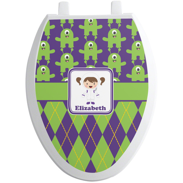 Astronaut, Aliens & Argyle Toilet Seat Decal (Personalized)
