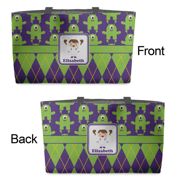 Astronaut, Aliens & Argyle Tote w/Black Handles - Front & Back Views