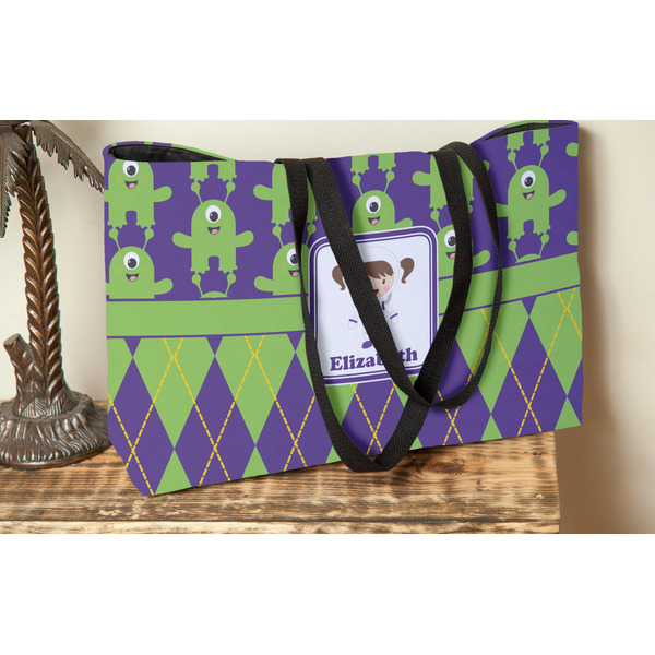 Astronaut, Aliens & Argyle Tote w/Black Handles - Lifestyle View
