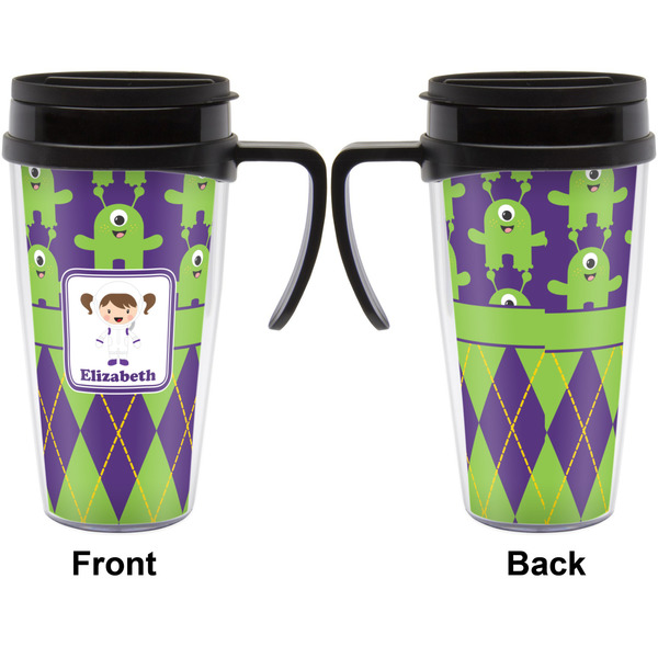 Astronaut, Aliens & Argyle Travel Mug with Black Handle - Approval