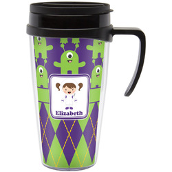Astronaut, Aliens & Argyle Acrylic Travel Mug with Handle (Personalized)