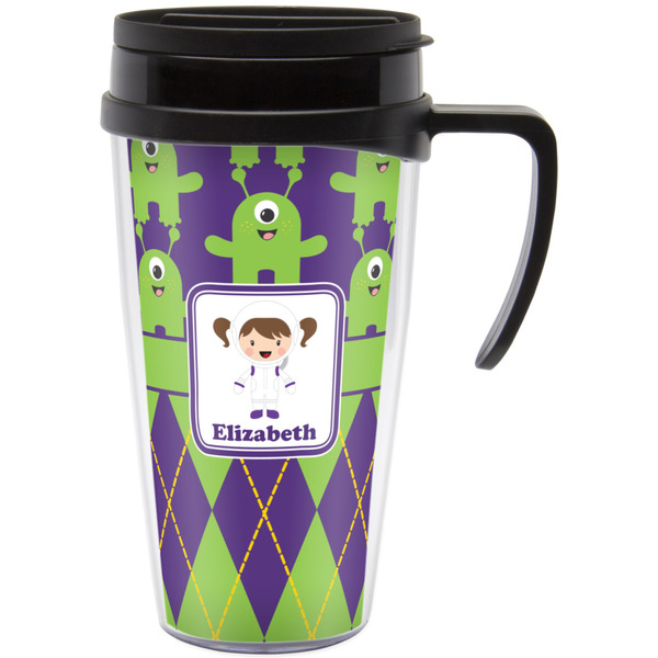 Custom Astronaut, Aliens & Argyle Acrylic Travel Mug with Handle (Personalized)