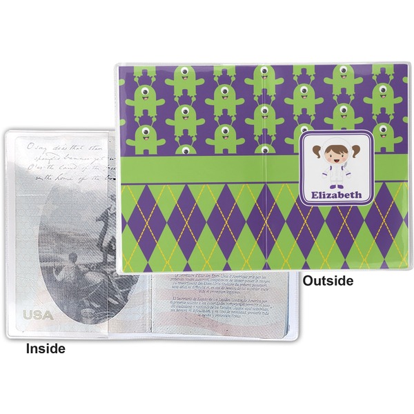 Astronaut, Aliens & Argyle Vinyl Passport Holder - Flat Front and Back