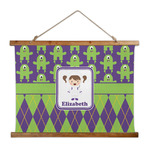 Astronaut, Aliens & Argyle Wall Hanging Tapestry - Wide (Personalized)