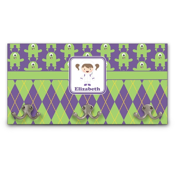 Custom Astronaut, Aliens & Argyle Wall Mounted Coat Rack (Personalized)